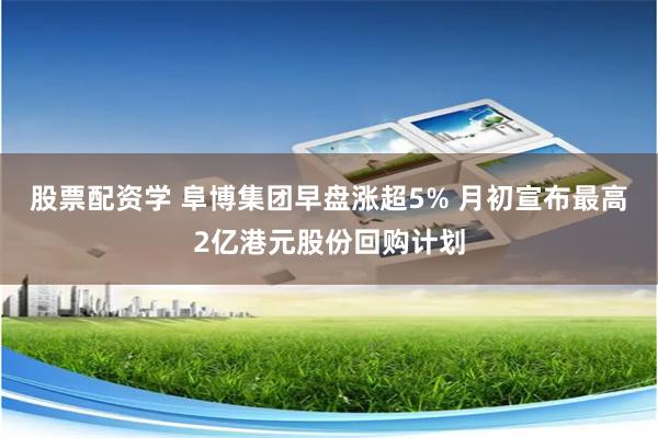 股票配资学 阜博集团早盘涨超5% 月初宣布最高2亿港元股份回购计划